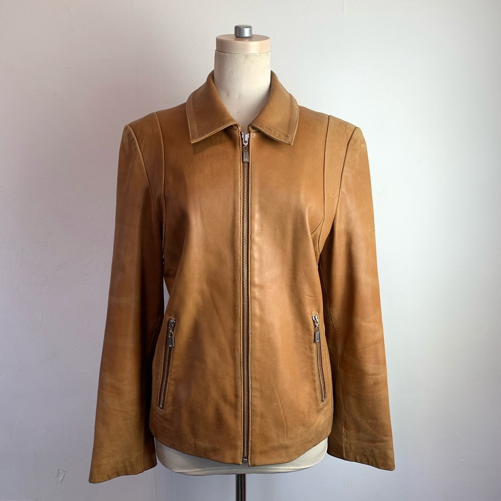 VTG Caramel Leather Blazer-Style Leather Jacket